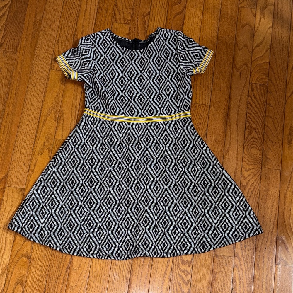 Stylish Black and White Kids Dress with Yellow Accents
